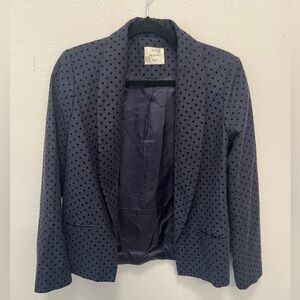 Seen Worn Kept - Navy Blue Flocked Polka Dot - Open Front Blazer Jacket - Size 4